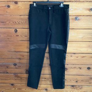 Ivanka Trump faux leather stripe pants black Moto Size 6